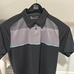 Like new under armor black/grey/mint polo size large